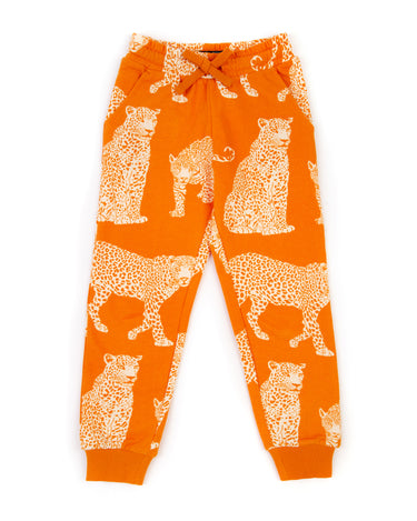 Kids' Orange Leopard Print Organic Cotton Lounge Joggers